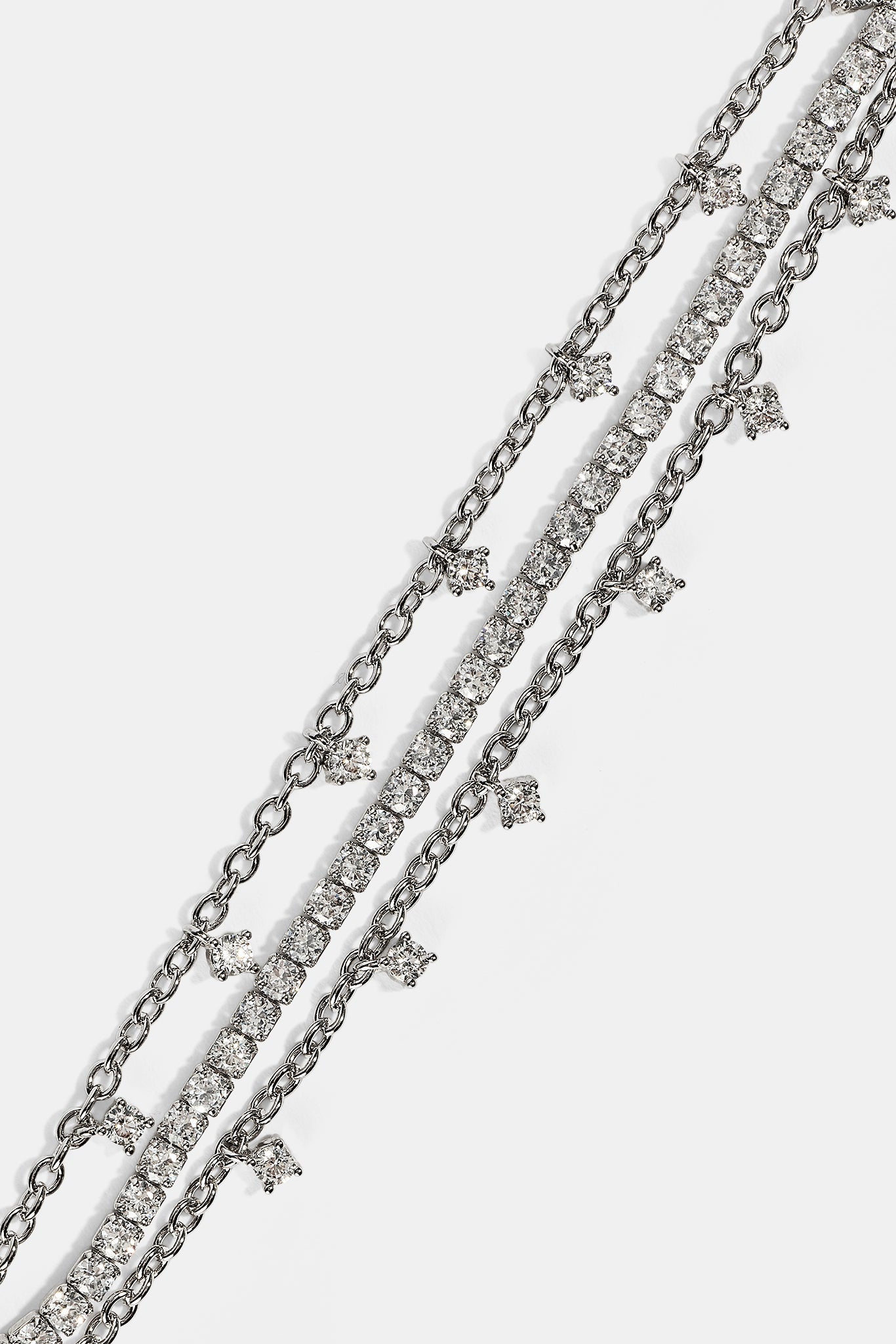 Triple Layer Iced Stone Bracelet - 5mm - White